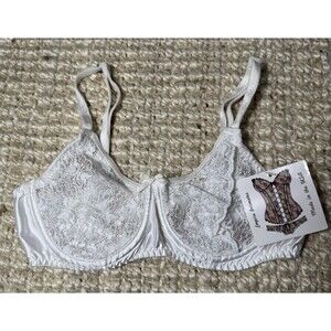 Vintage Lace Bra Womens 36 White Unlined USA Made Empire Intimates NWT
